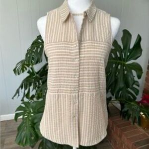 Olive & Oak Tan and Cream Button-Down Shirt